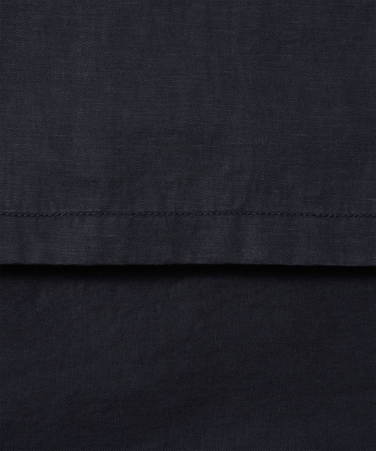 포터리(POTTERY) Two Pleated Wide Chino Pants Cotton / Linen Blend Twill Cloth Resilient Hard Finish (Navy)