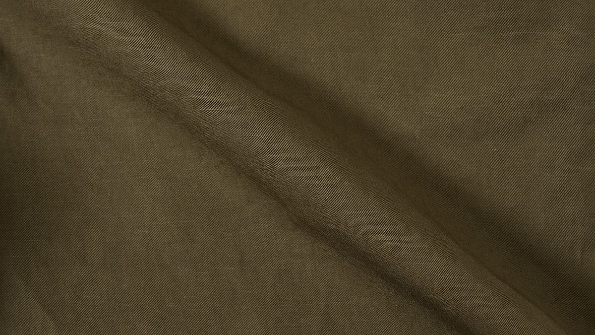 포터리(POTTERY) Two Pleated Wide Chino Pants Cotton / Linen Blend Twill Cloth Resilient Hard Finish (Olive)