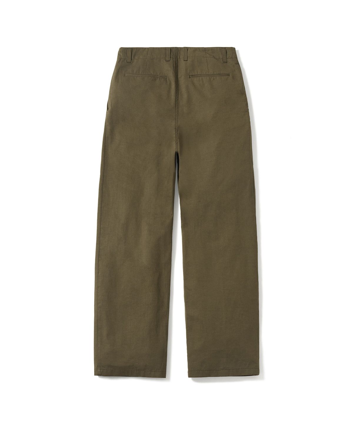 포터리(POTTERY) Two Pleated Wide Chino Pants Cotton / Linen Blend Twill Cloth Resilient Hard Finish (Olive)
