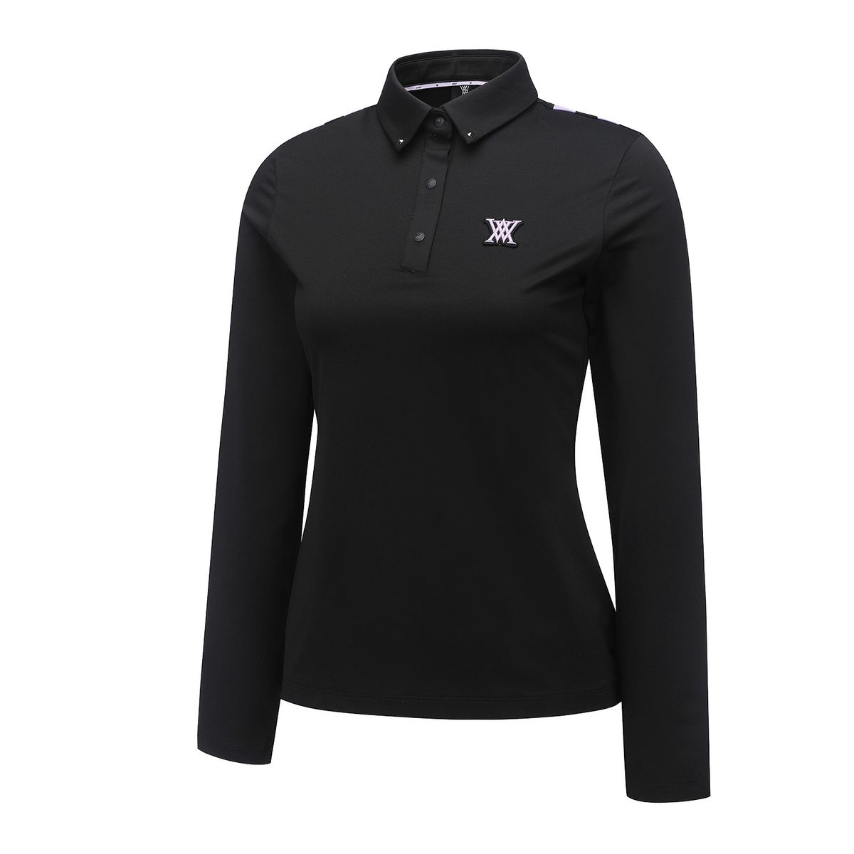어뉴골프(ANEW GOLF) WOMEN BACK SIGNATURE LOGO LONG T-SHIRT_BK