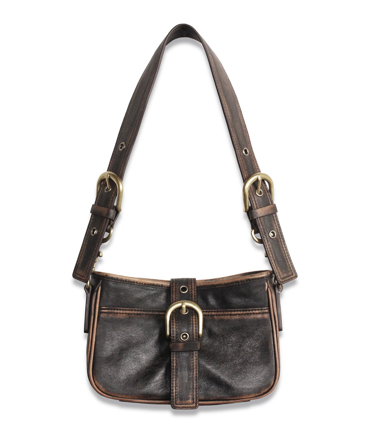 도프셉(DOFFSEPT) Lambskin Vintage Mini Hobo Bag in Brown