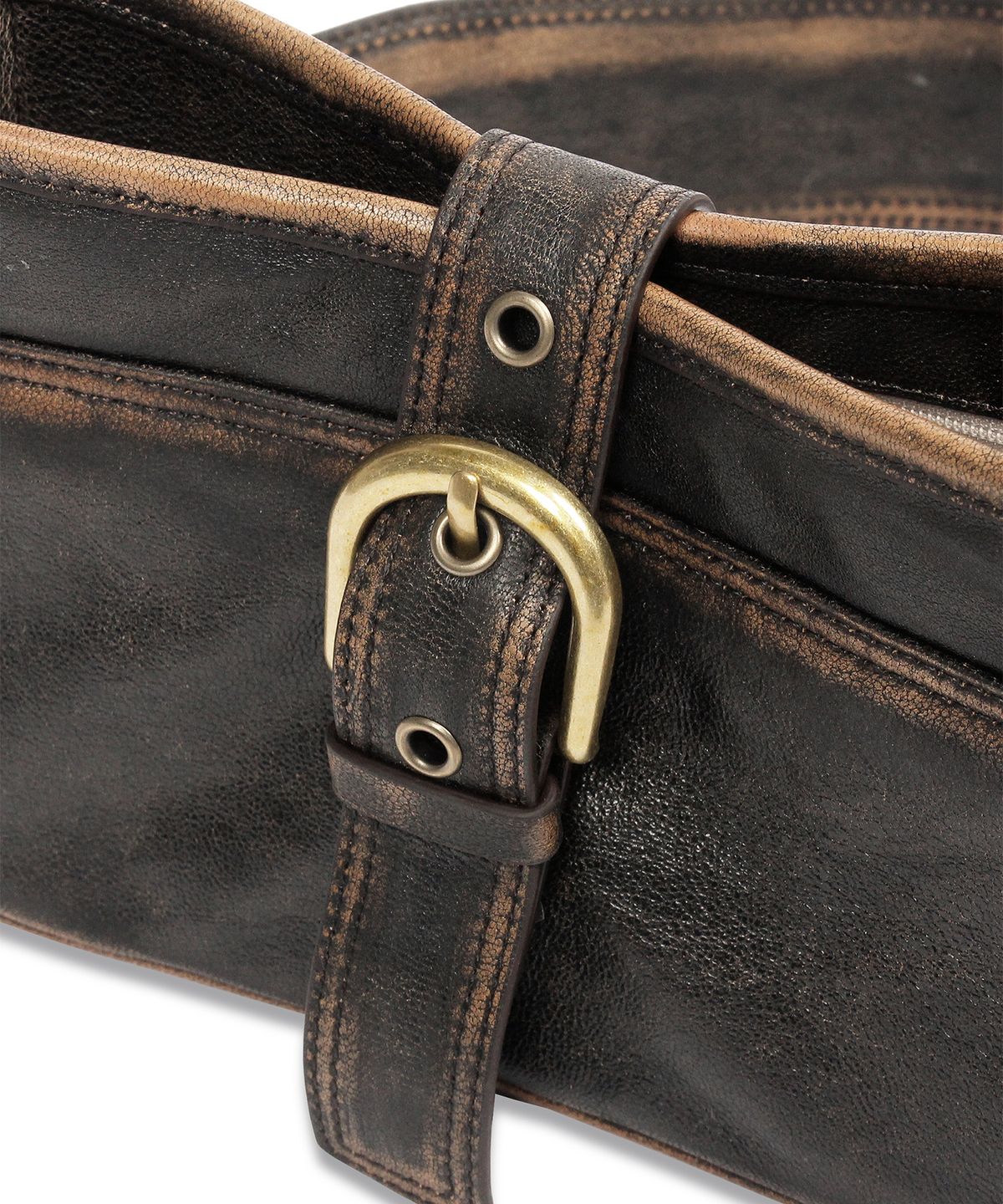 도프셉(DOFFSEPT) Lambskin Vintage Mini Hobo Bag in Brown