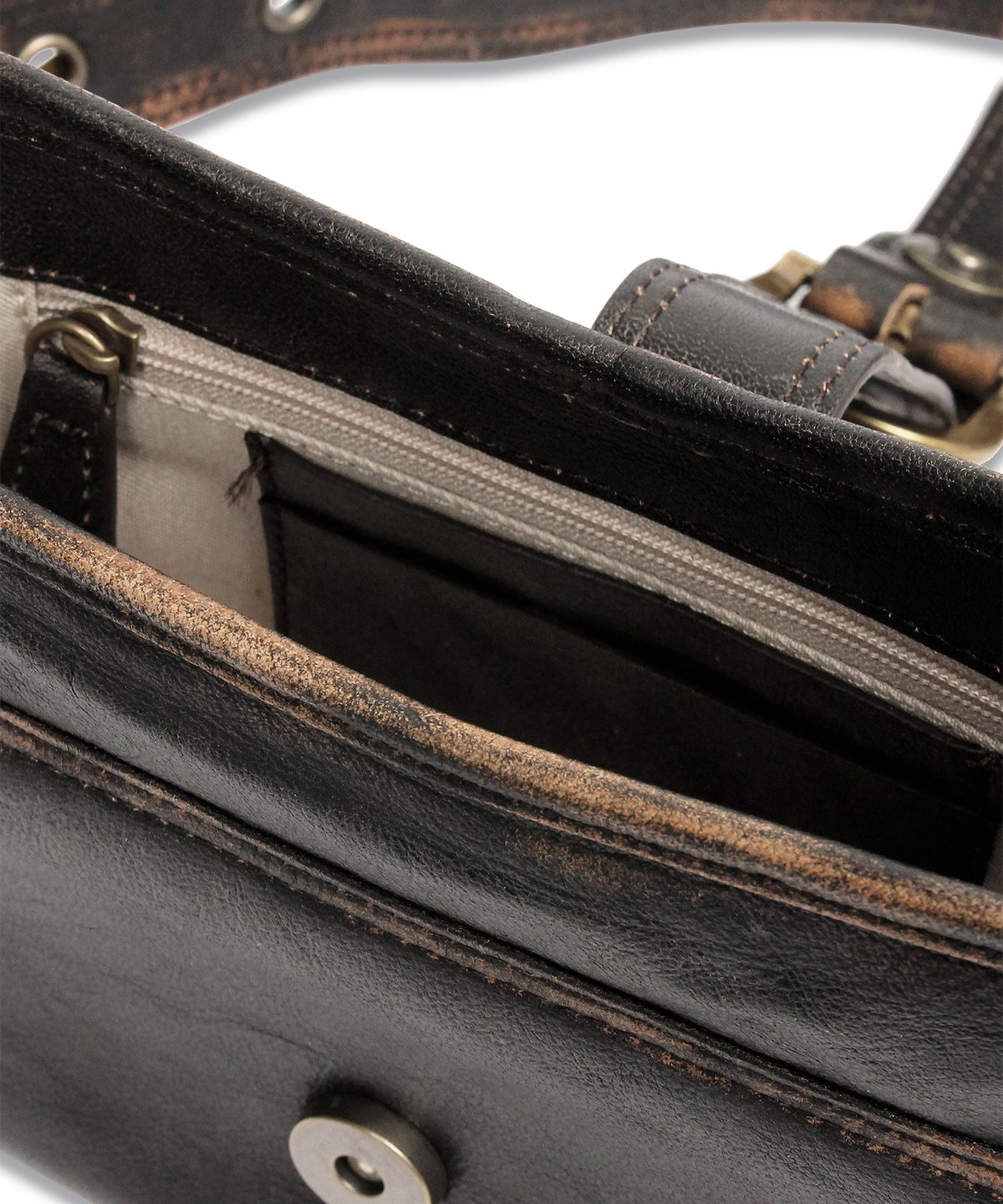 도프셉(DOFFSEPT) Lambskin Vintage Mini Hobo Bag in Brown