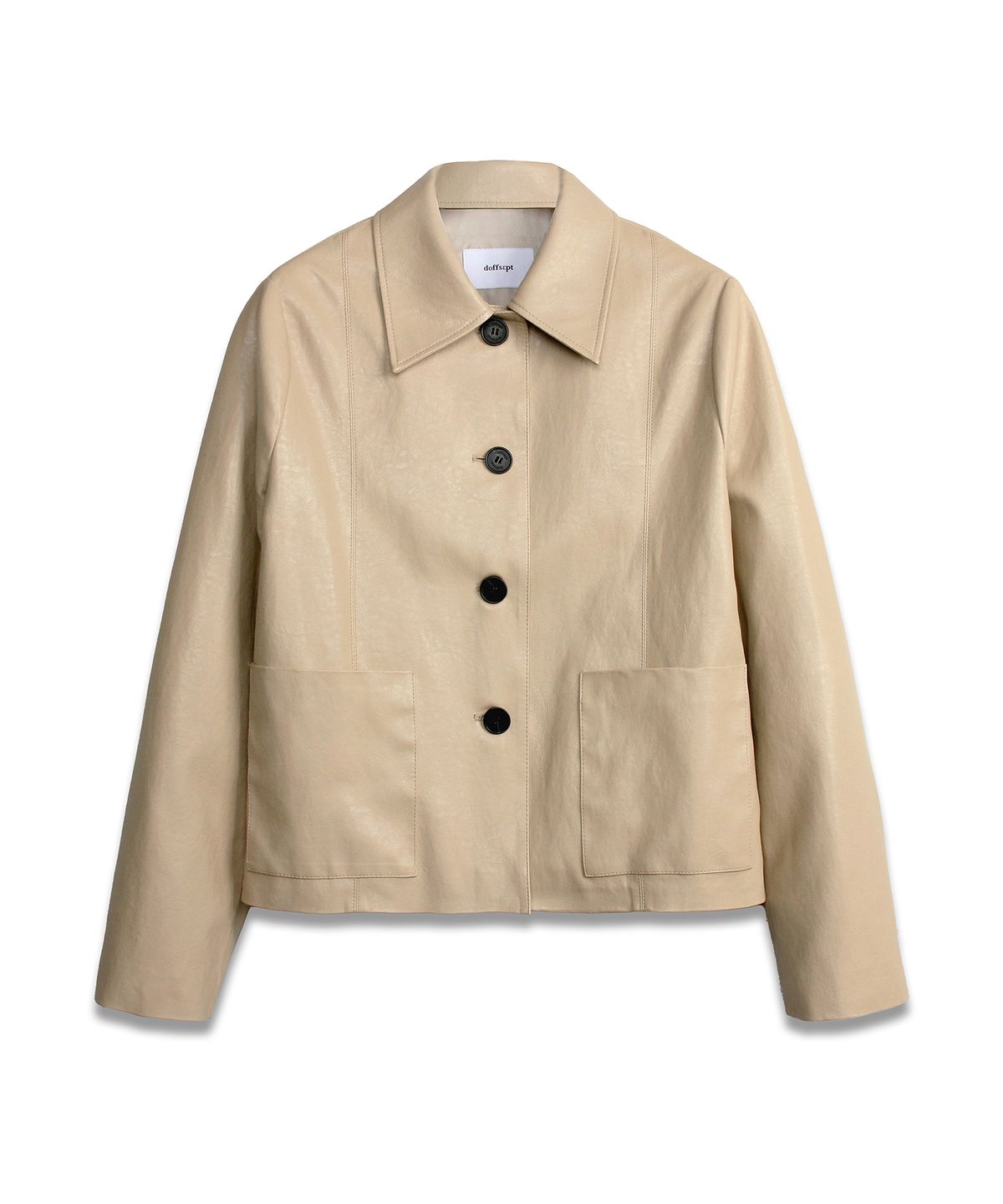 도프셉(DOFFSEPT) FAUX Leather Two Pocket Jacket in Beige