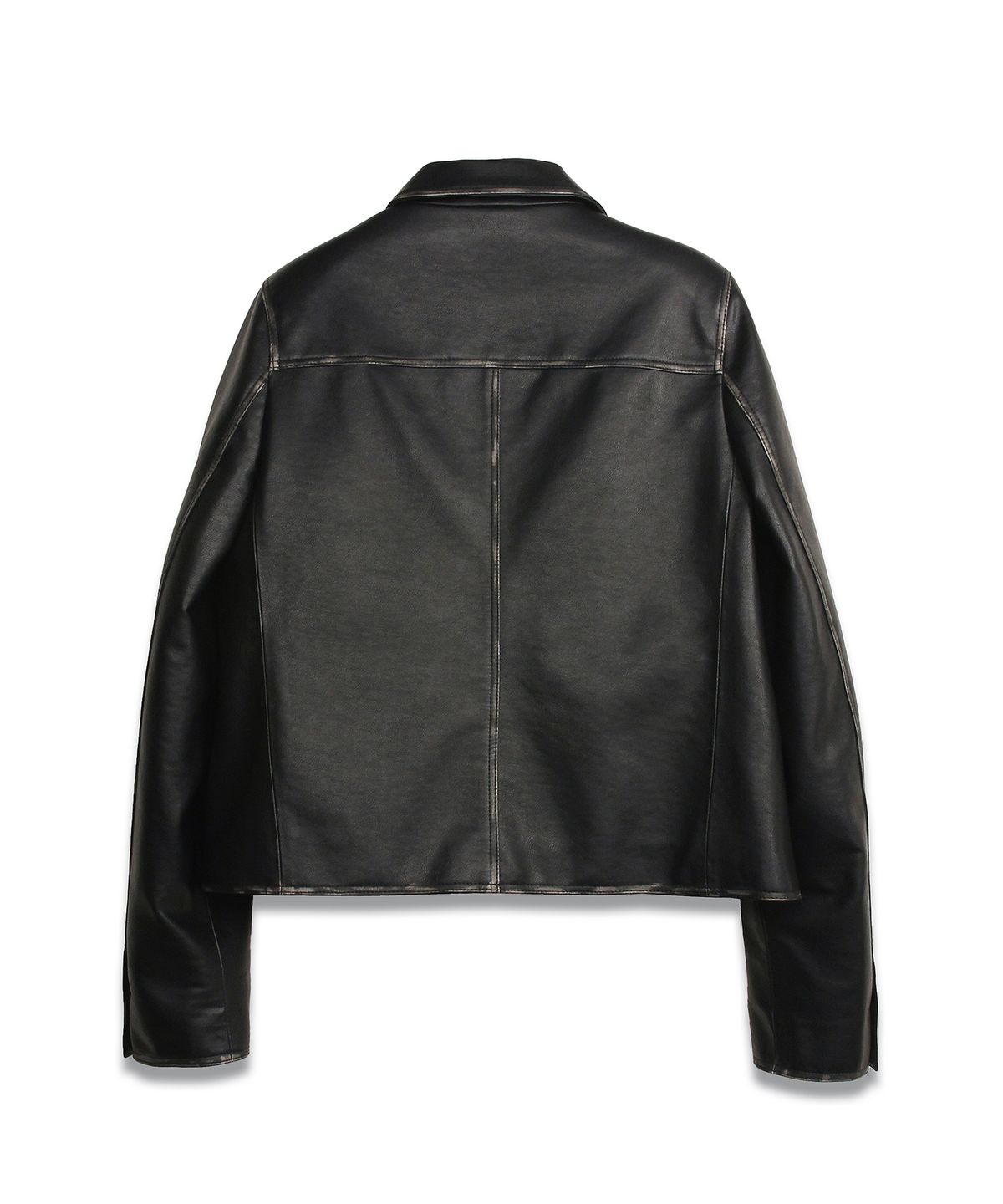 도프셉(DOFFSEPT) FAUX Leather Midi Vintage Blazer in Black
