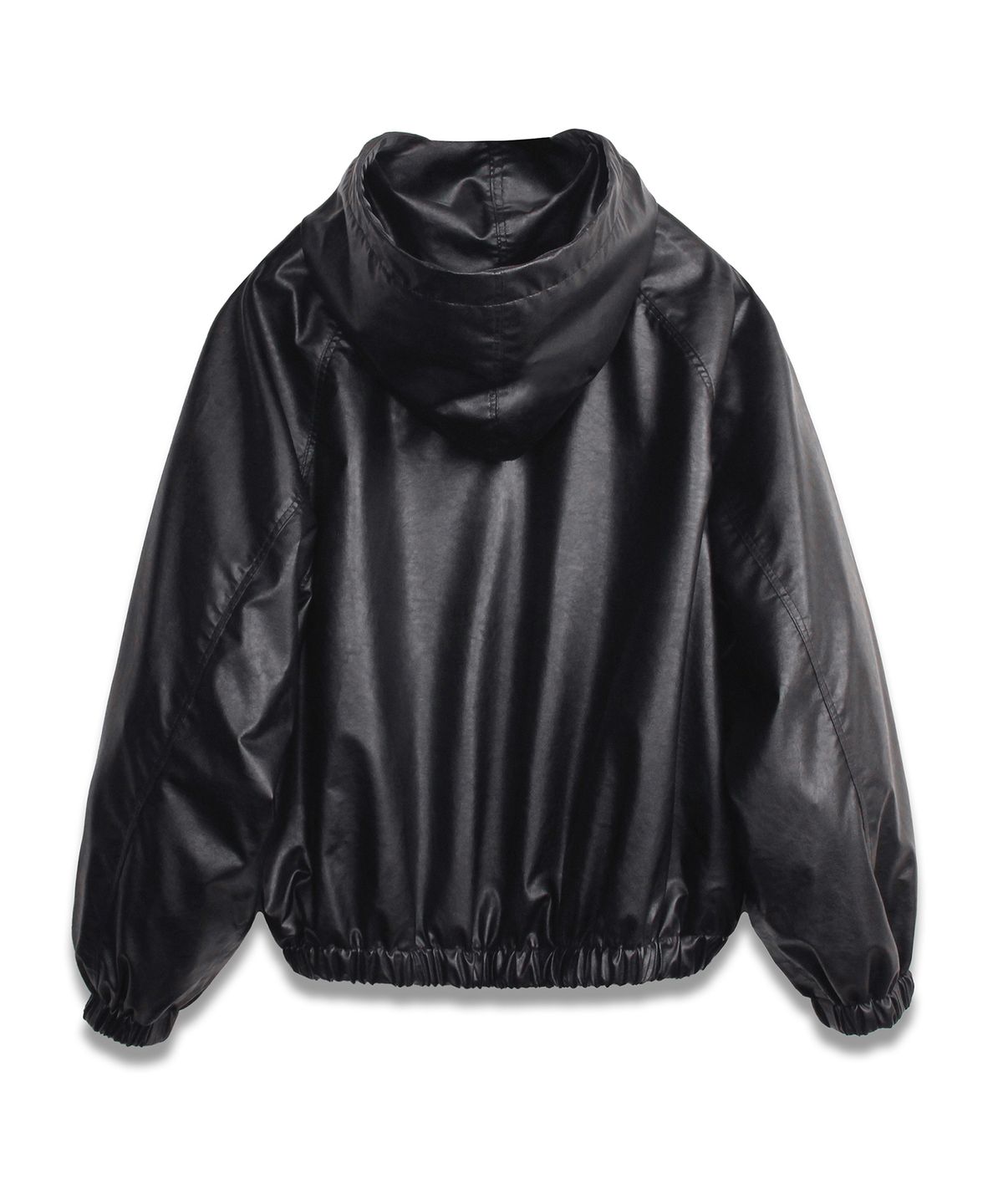 도프셉(DOFFSEPT) FAUX Leather Hoodie Jumper in Black