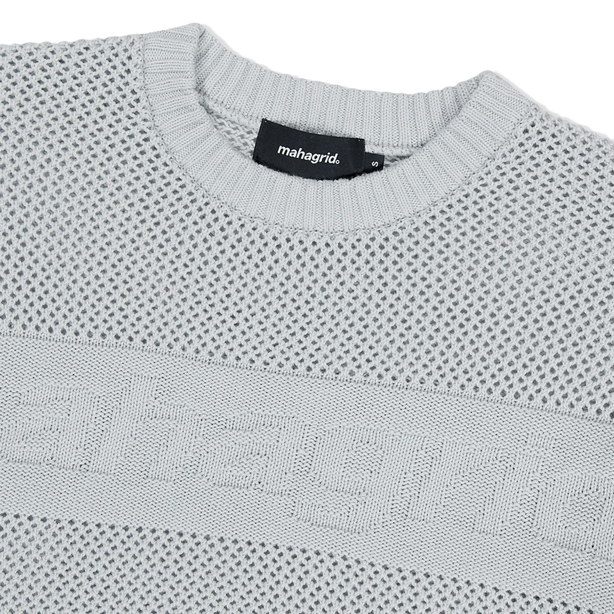 마하그리드(MAHAGRID) BASIC LOGO MESH KNIT GREY(MG2DSMK600A)