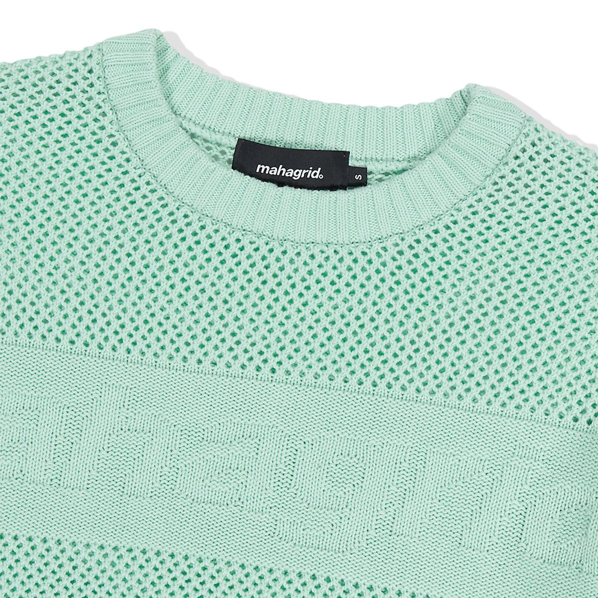 마하그리드(MAHAGRID) BASIC LOGO MESH KNIT MINT(MG2DSMK600A)