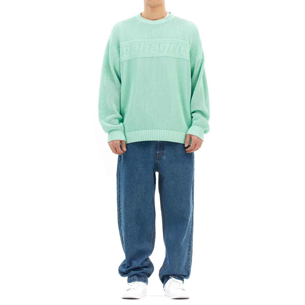 마하그리드(MAHAGRID) BASIC LOGO MESH KNIT MINT(MG2DSMK600A)