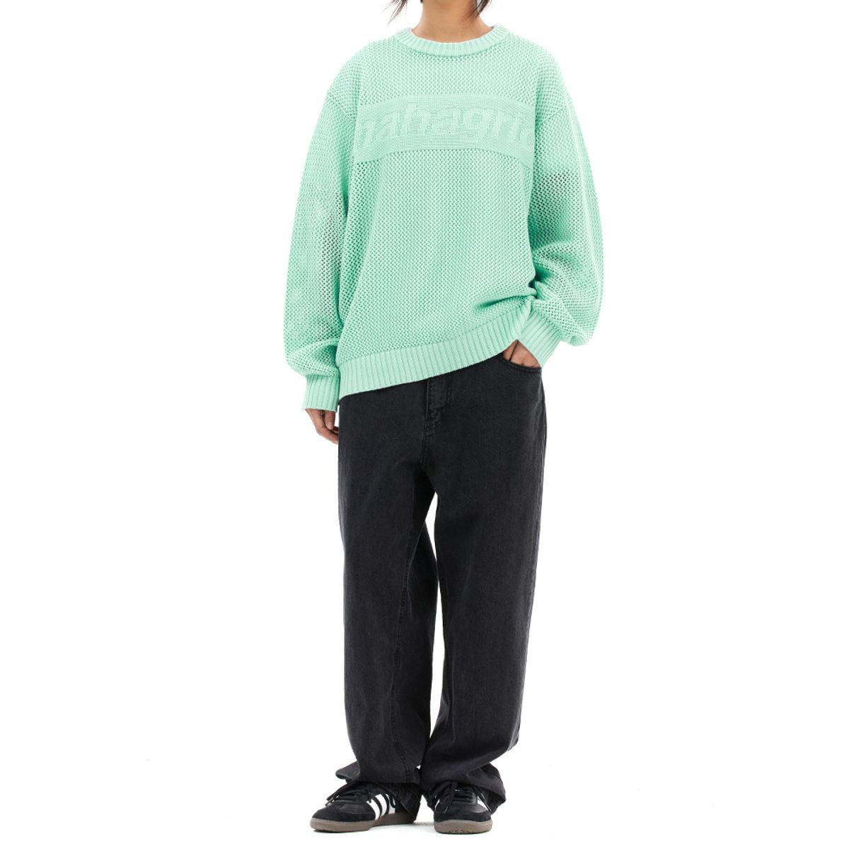 마하그리드(MAHAGRID) BASIC LOGO MESH KNIT MINT(MG2DSMK600A)