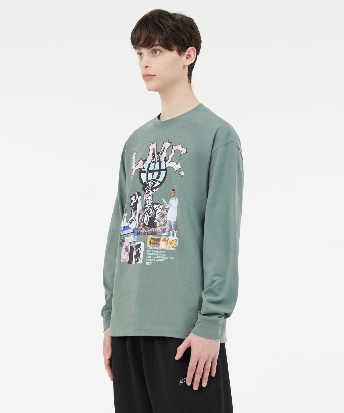 엘엠씨(LMC) RISE LONG SLV TEE gray khaki
