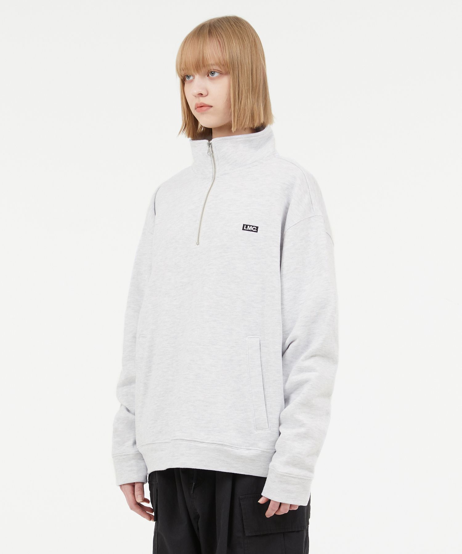 MUSINSA | LMC BOX QUARTER ZIP SWEATSHIRT black