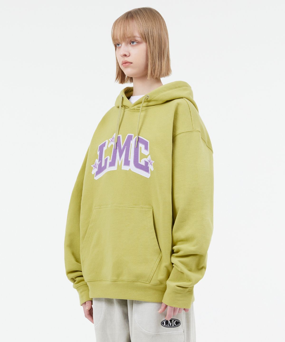 엘엠씨(LMC) STAR ARCH APPLIQUE HOODIE heather gray