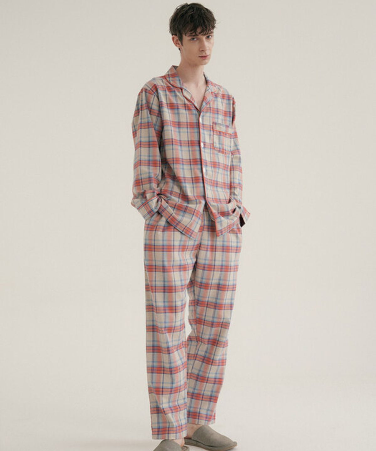 조스라운지(JO'S LOUNGE) (couple) Coral Plaid Pajama Set