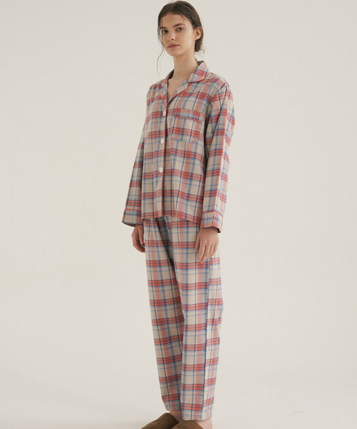 조스라운지(JO'S LOUNGE) (couple) Coral Plaid Pajama Set