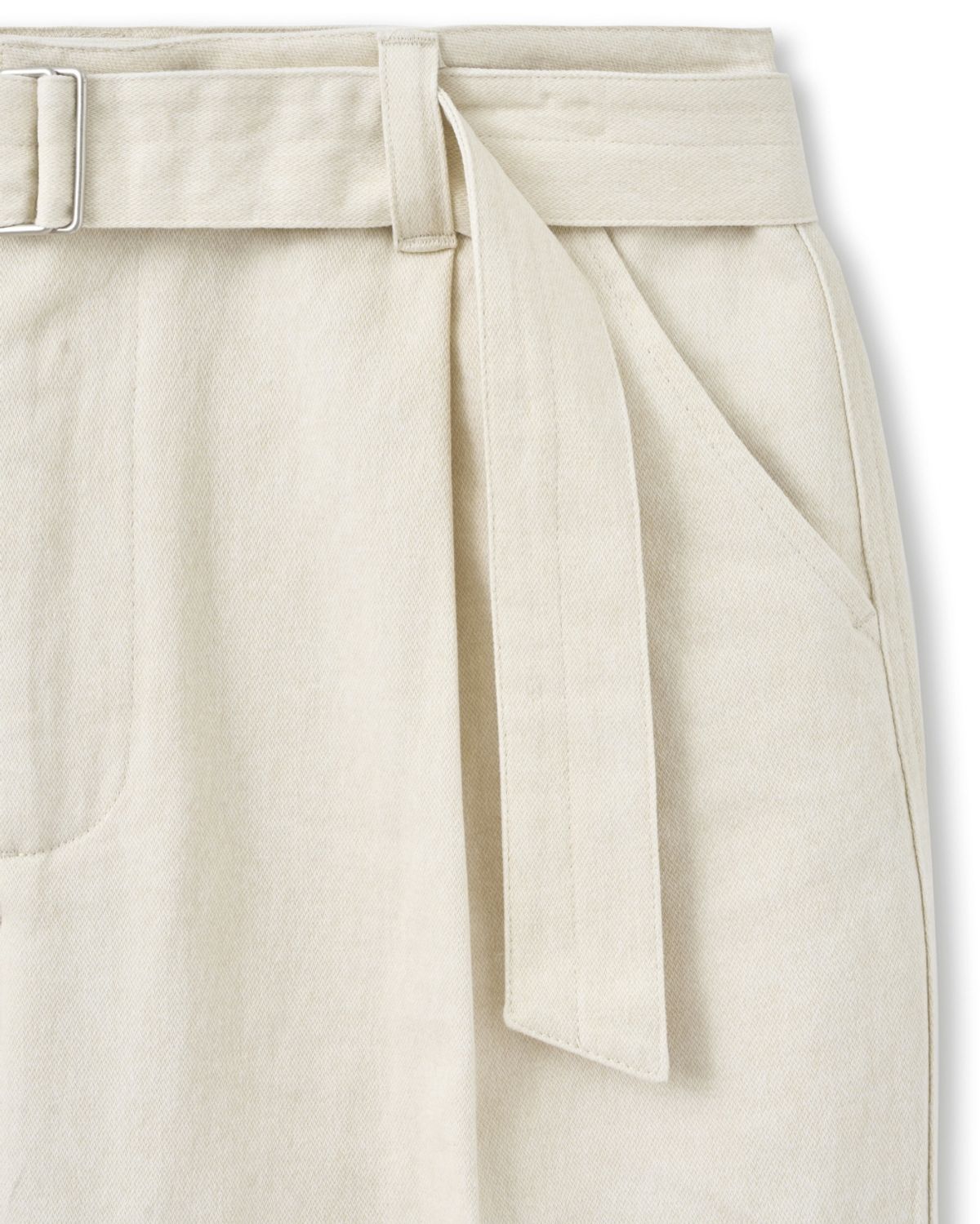비슬로우(BESLOW) ONE TUCK WASHED BELTED PANTS ECRU