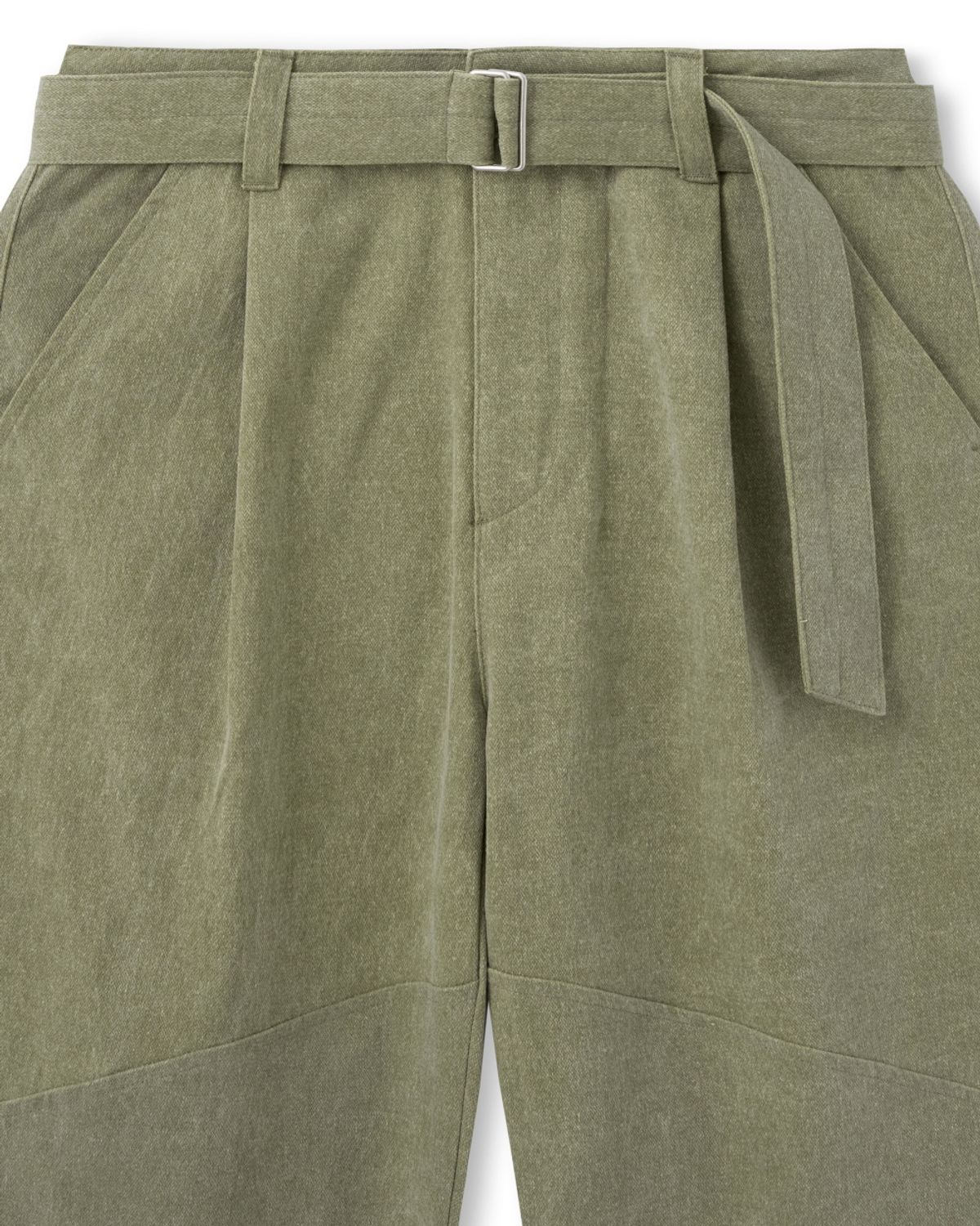 비슬로우(BESLOW) ONE TUCK WASHED BELTED PANTS DUSTY GREEN