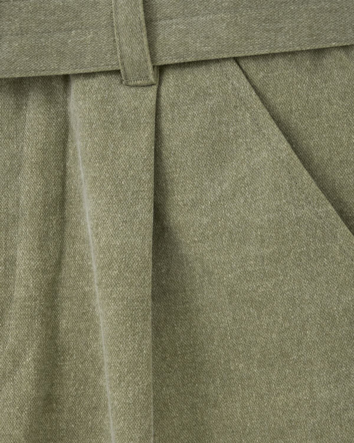비슬로우(BESLOW) ONE TUCK WASHED BELTED PANTS DUSTY GREEN