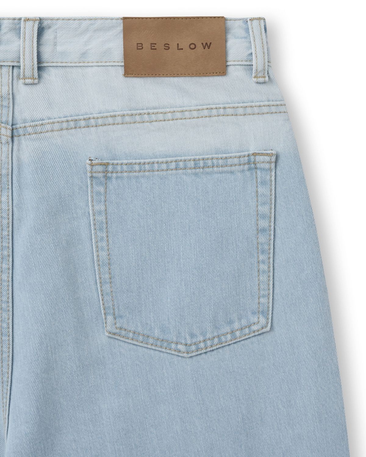 비슬로우(BESLOW) CONE MILL WASHED ONE TUCK DENIM PANTS WASHED SKY