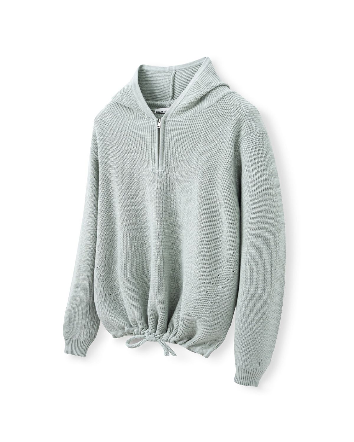 비슬로우(BESLOW) HALF ZIP-UP HOOD KNIT SAGE GREEN
