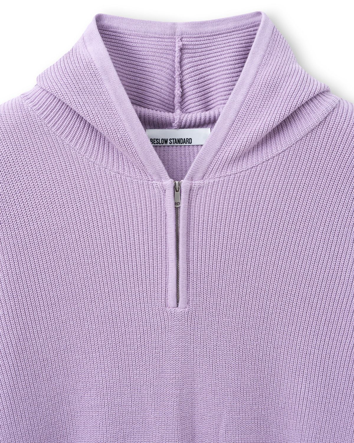 비슬로우(BESLOW) HALF ZIP-UP HOOD KNIT LILAC