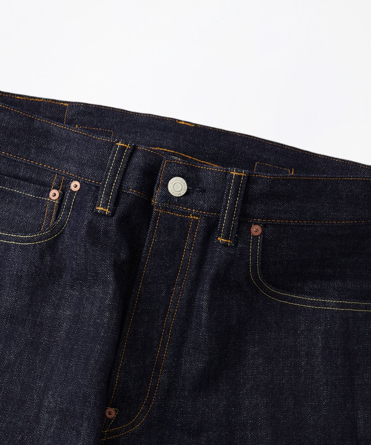 아웃스탠딩(OUTSTANDING) 30S CINCH BACK SELVEDGE WIDE PANTS_INDIGO
