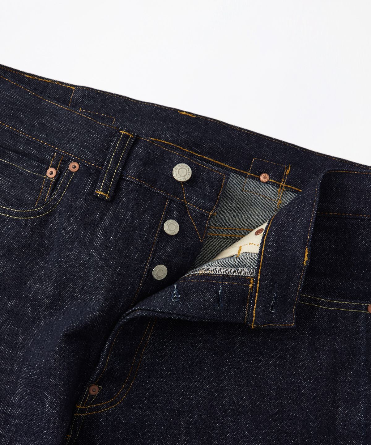 아웃스탠딩(OUTSTANDING) 30S CINCH BACK SELVEDGE WIDE PANTS_INDIGO