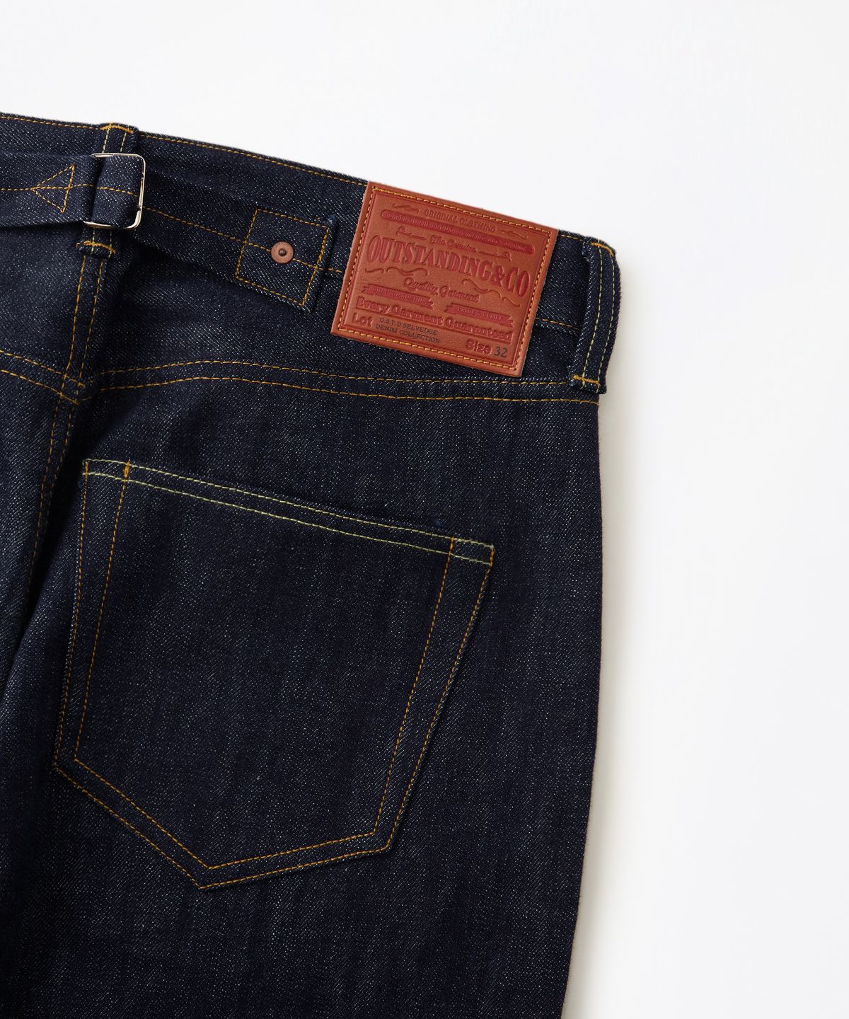 아웃스탠딩(OUTSTANDING) 30S CINCH BACK SELVEDGE WIDE PANTS_INDIGO