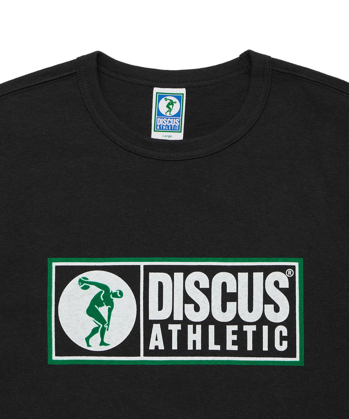 디스커스 애슬레틱(DISCUS ATHLETIC) 헤비웨이트 박스 로고 티셔츠 블랙