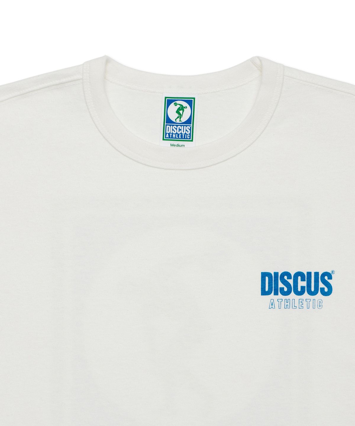 디스커스 애슬레틱(DISCUS ATHLETIC) 슈퍼 헤비웨이트 레귤러 핏 로고 티셔츠 오프 화이트
