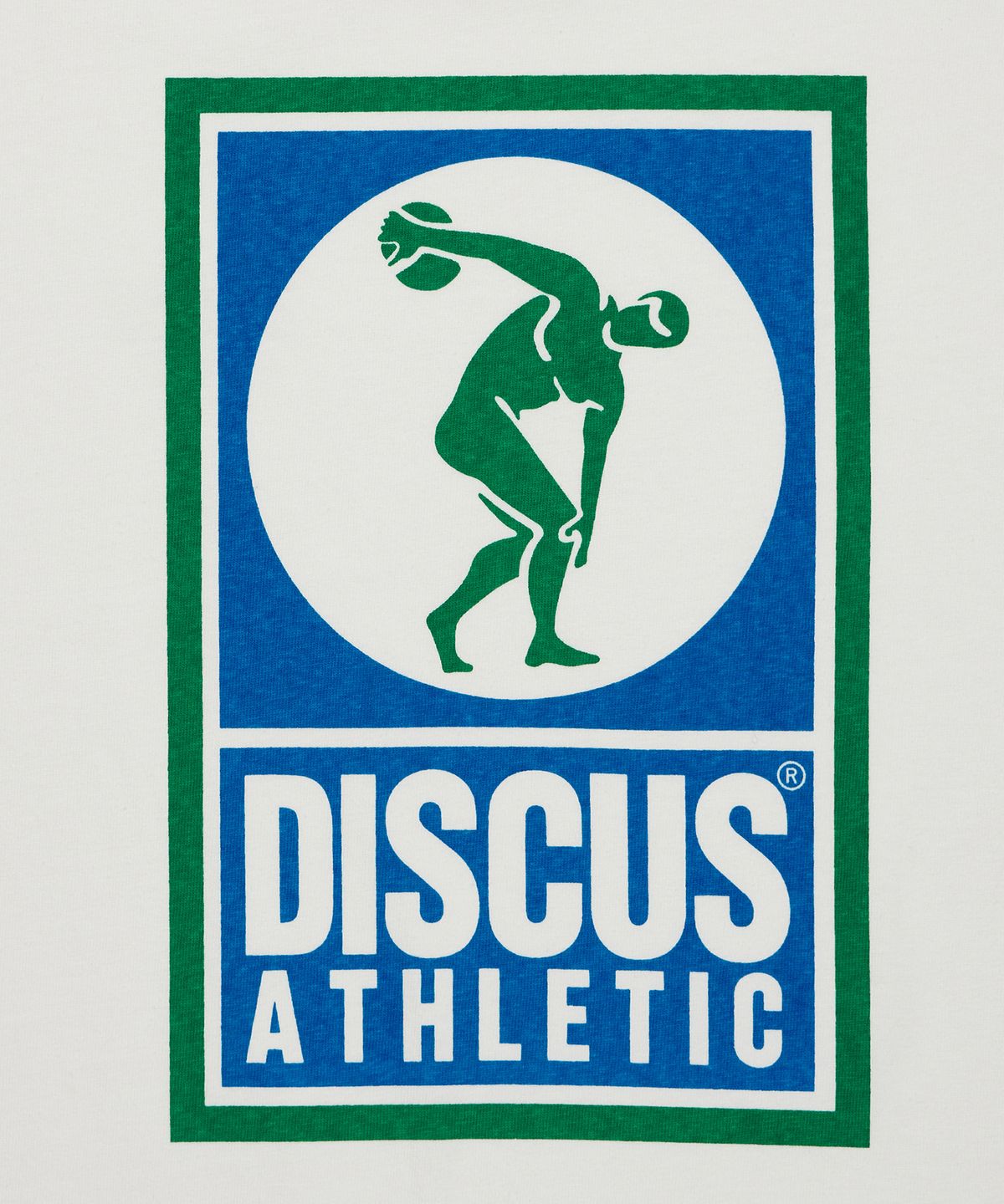 디스커스 애슬레틱(DISCUS ATHLETIC) 슈퍼 헤비웨이트 레귤러 핏 로고 티셔츠 오프 화이트