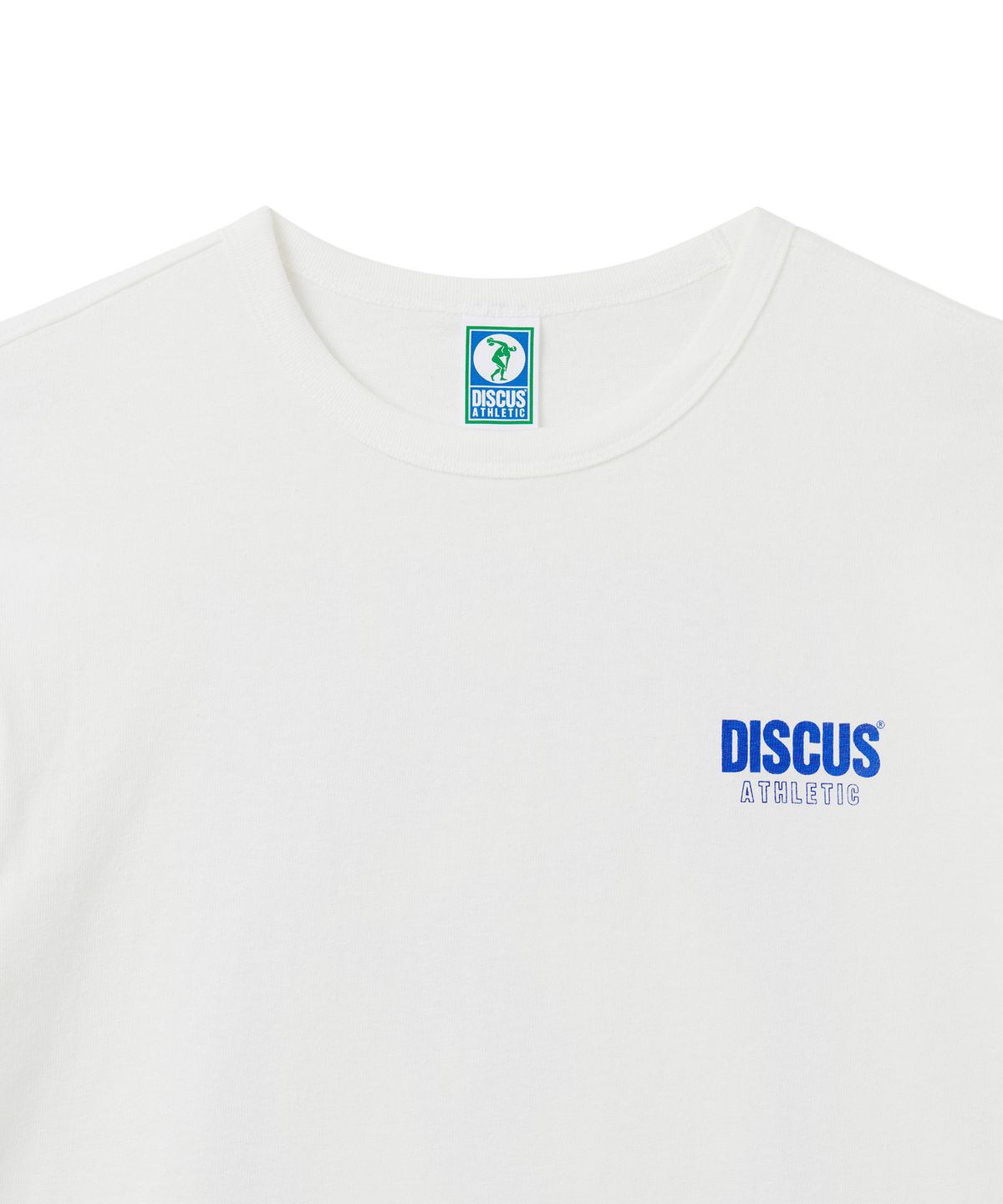 디스커스 애슬레틱(DISCUS ATHLETIC) 슈퍼 헤비웨이트 레귤러 핏 빈티지 로고 티셔츠 오프 화이트
