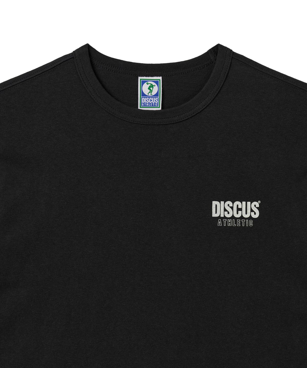 디스커스 애슬레틱(DISCUS ATHLETIC) 슈퍼 헤비웨이트 레귤러 핏 빈티지 로고 티셔츠 블랙