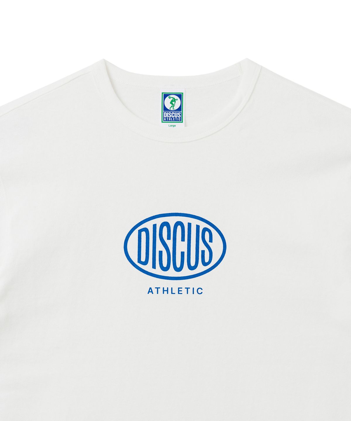 디스커스 애슬레틱(DISCUS ATHLETIC) 헤비웨이트 오발 로고 티셔츠 오프 화이트