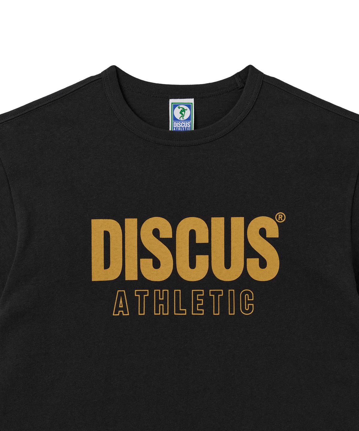 디스커스 애슬레틱(DISCUS ATHLETIC) 슈퍼 헤비웨이트 레귤러 핏 레터 로고 티셔츠 블랙