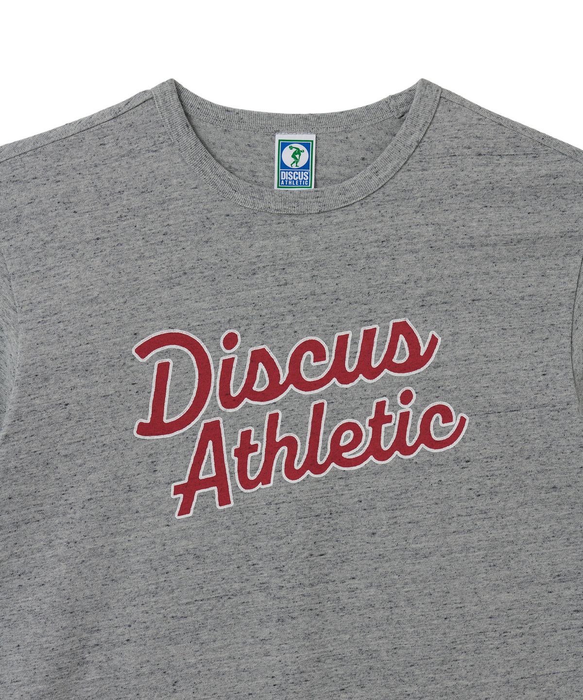 디스커스 애슬레틱(DISCUS ATHLETIC) 슈퍼 헤비웨이트 레귤러 핏 컬시브 티셔츠 헤더 그레이