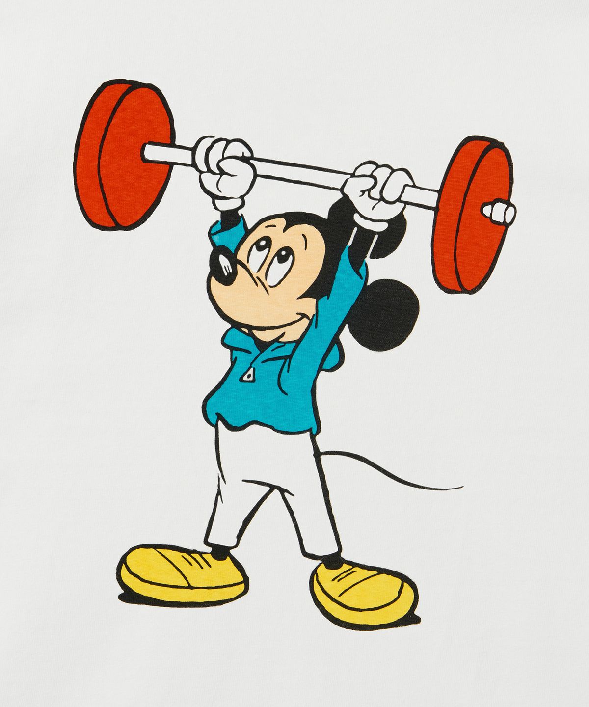 디스커스 애슬레틱(DISCUS ATHLETIC) 슈퍼 헤비웨이트 레귤러 핏 역도 미키 티셔츠 오프 화이트