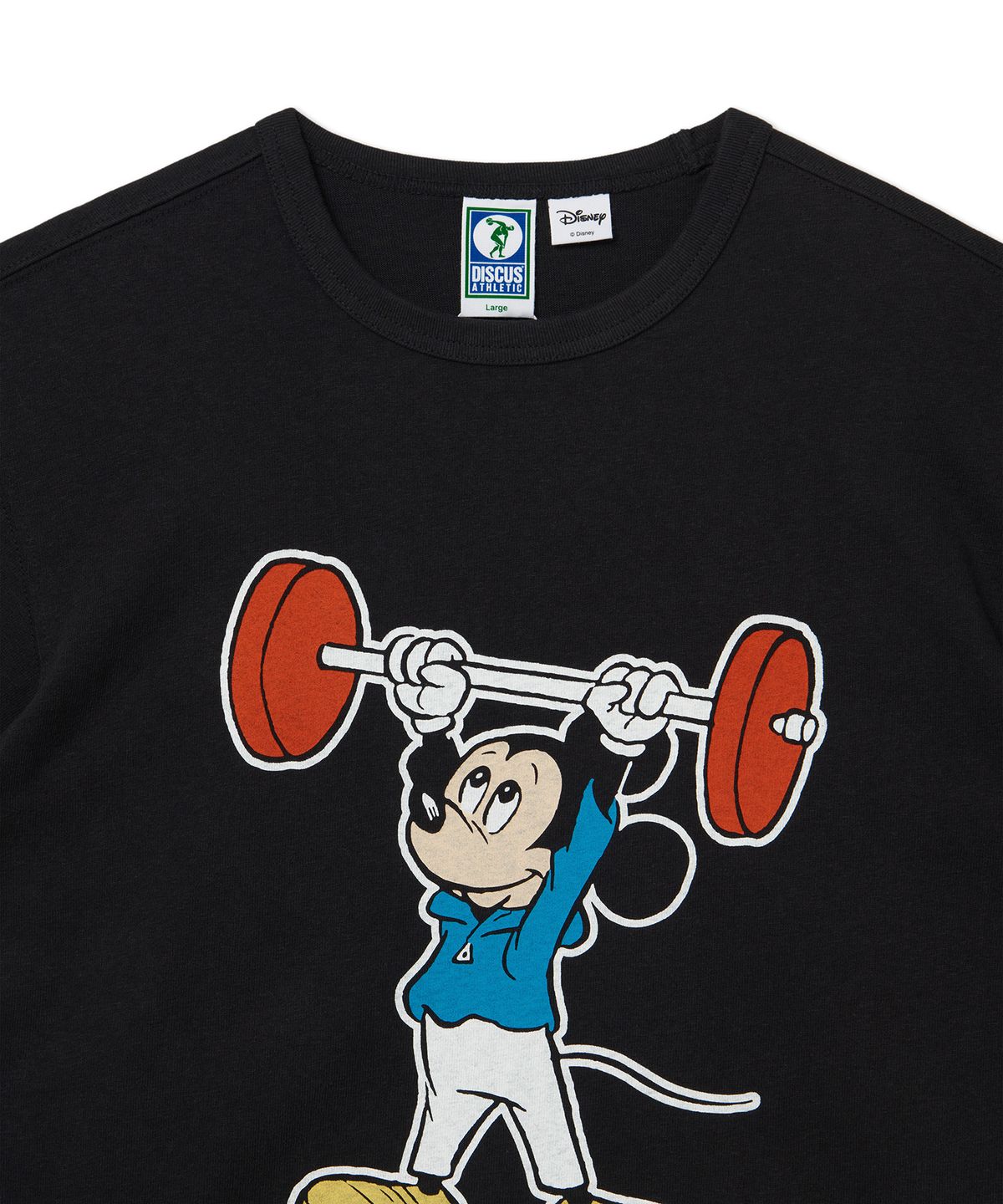 디스커스 애슬레틱(DISCUS ATHLETIC) 슈퍼 헤비웨이트 레귤러 핏 역도 미키 티셔츠 블랙