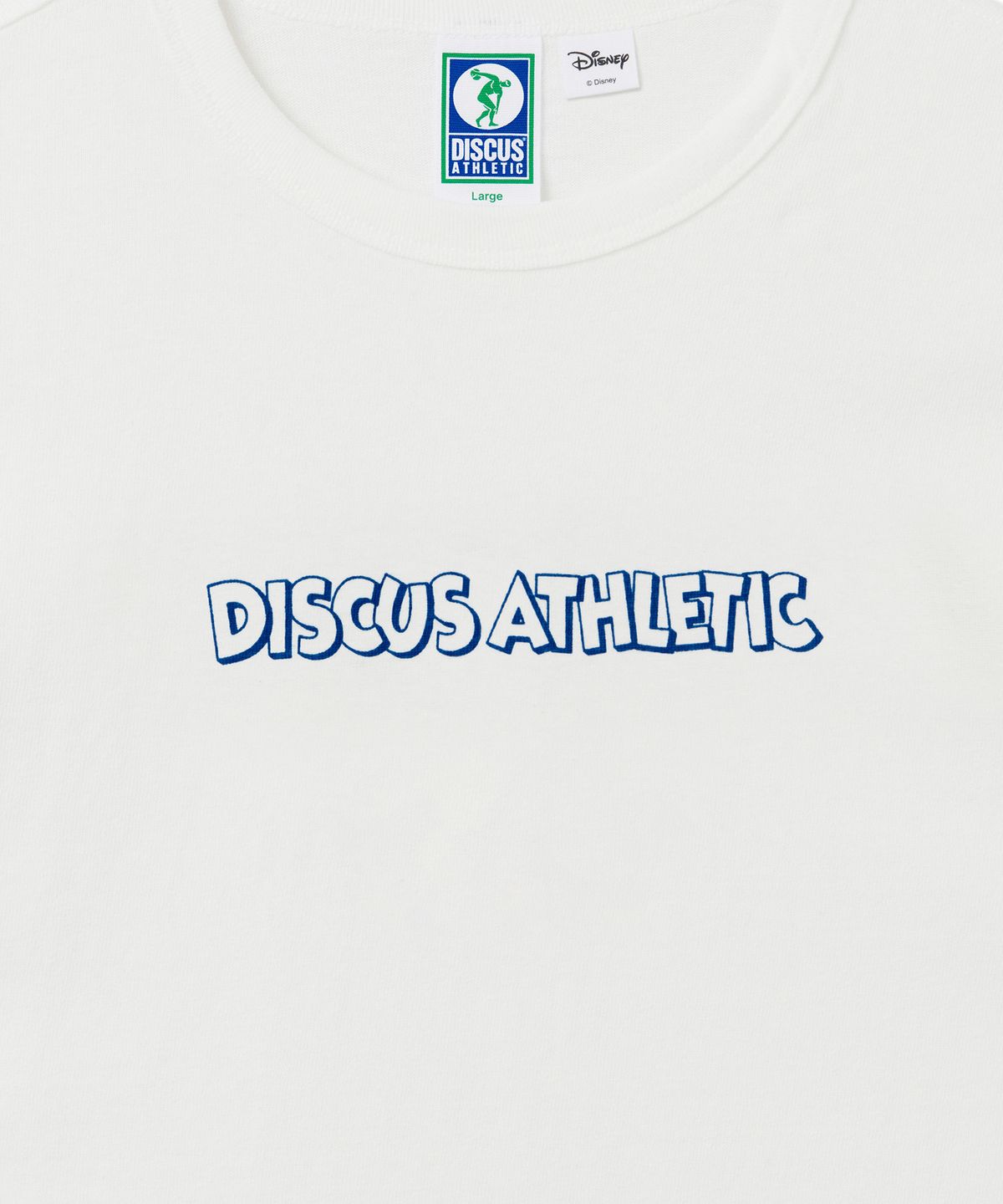 디스커스 애슬레틱(DISCUS ATHLETIC) 슈퍼 헤비웨이트 레귤러 핏 풀업 미키 티셔츠 오프 화이트