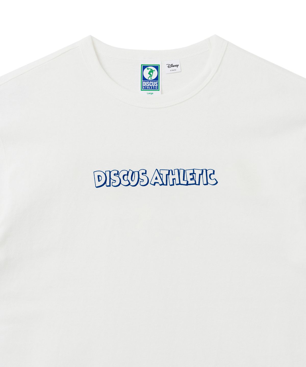 디스커스 애슬레틱(DISCUS ATHLETIC) 슈퍼 헤비웨이트 레귤러 핏 풀업 미키 티셔츠 오프 화이트