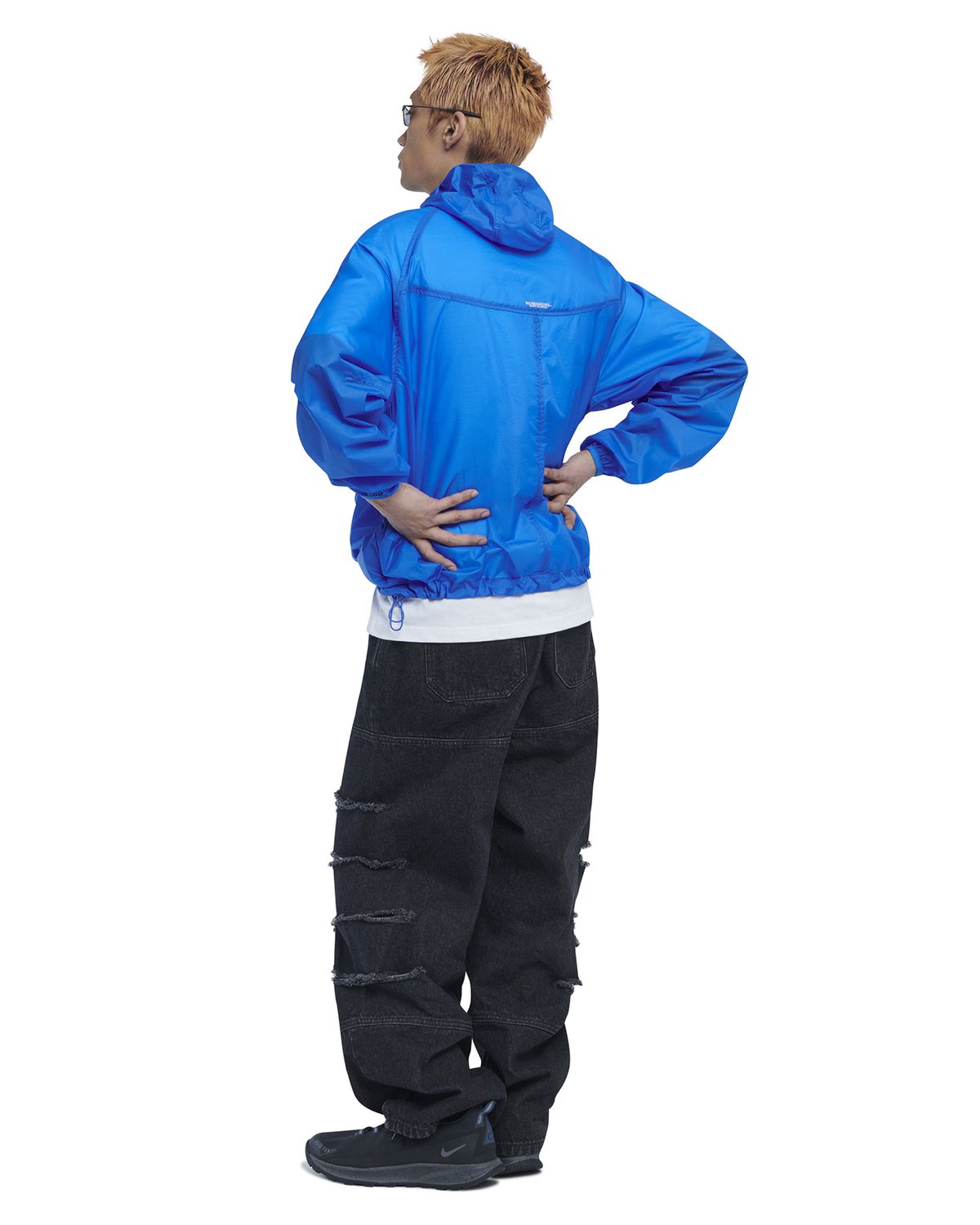 노매뉴얼(NOMANUAL) TRANSLUCENT HOODED JACKET - BLUE