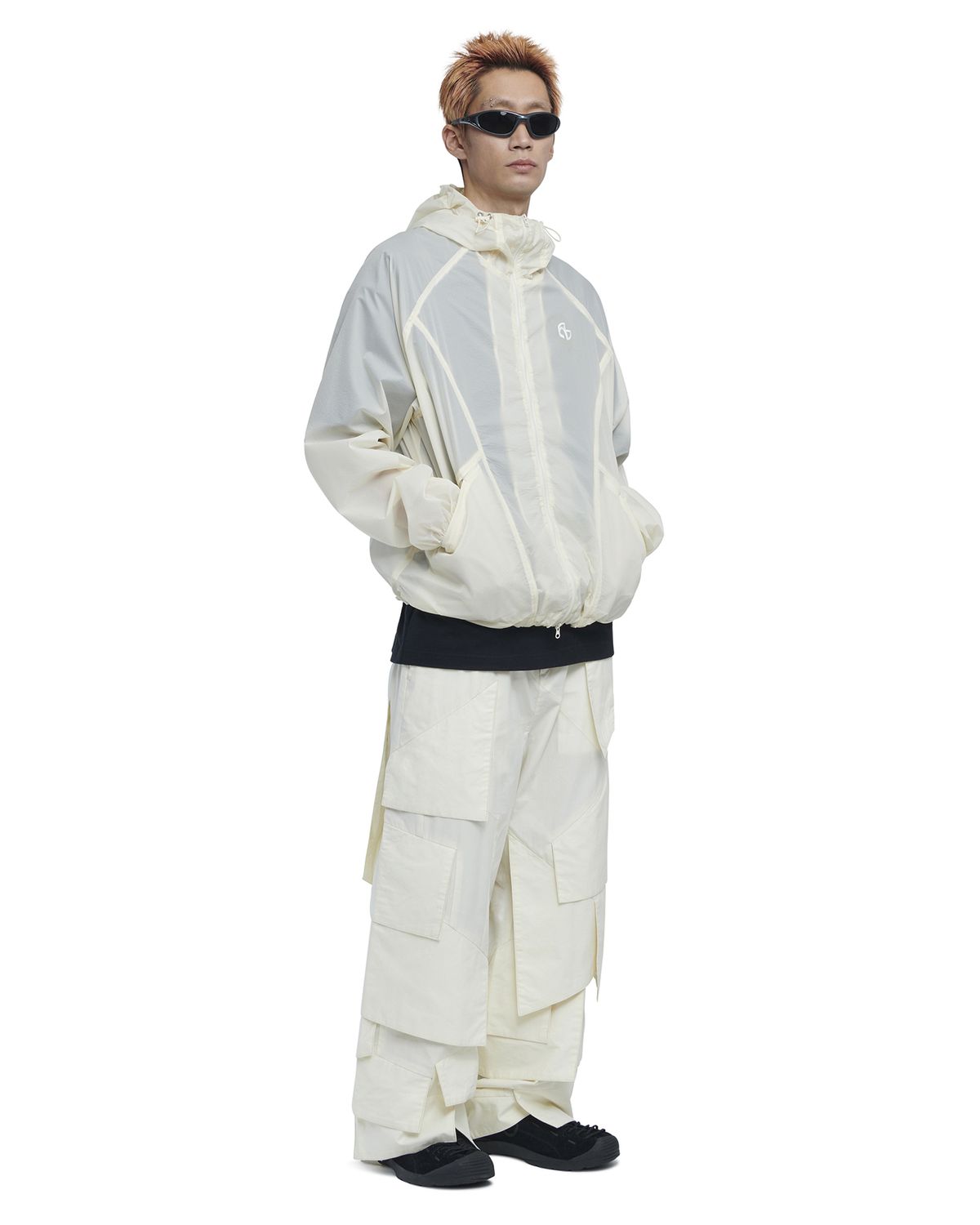 노매뉴얼(NOMANUAL) TRANSLUCENT HOODED JACKET - SAND YELLOW