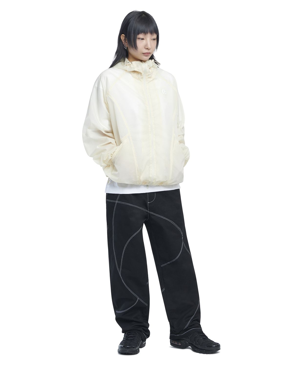 노매뉴얼(NOMANUAL) TRANSLUCENT HOODED JACKET - SAND YELLOW