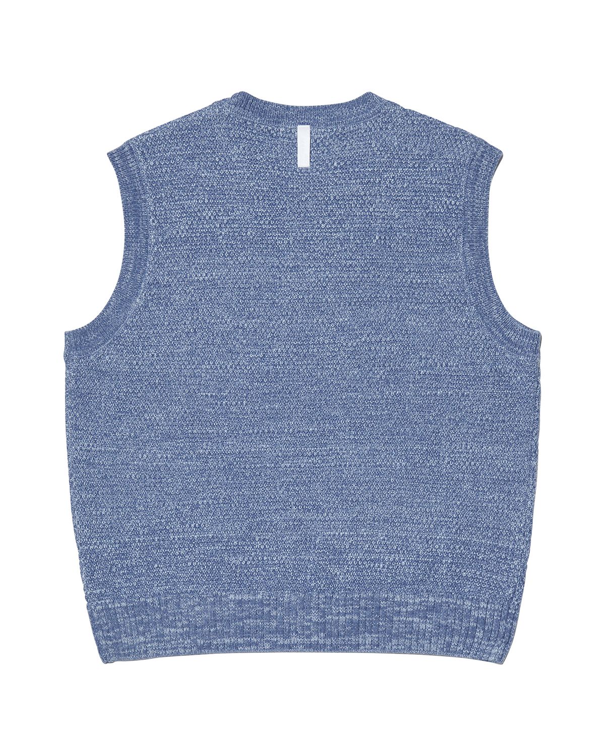 노매뉴얼(NOMANUAL) SYMBOL KNIT VEST - STEEL BLUE