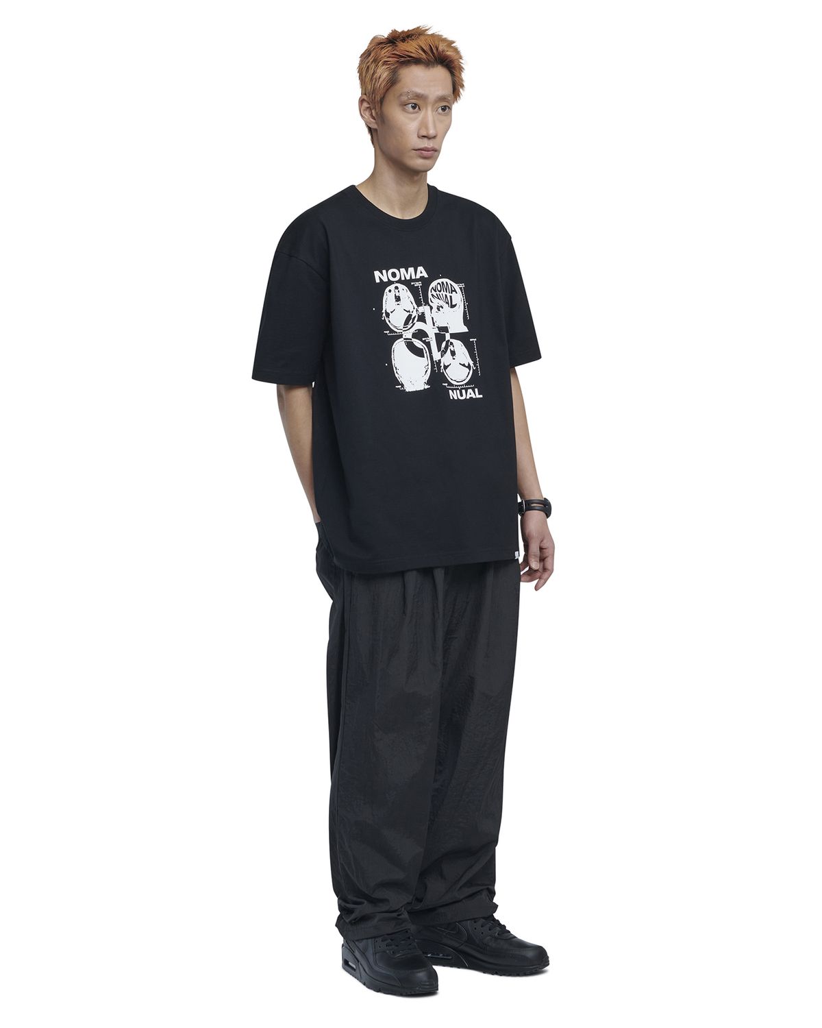 노매뉴얼(NOMANUAL) TWO TUCK NYLON PANTS - BLACK