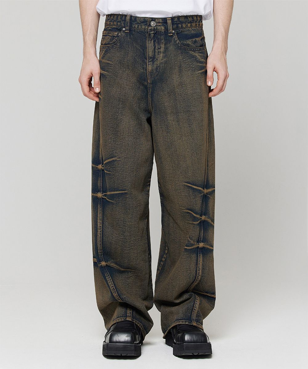 MUSINSA | MAISON MINED PINCH WIND DENIM PANTS BLACK