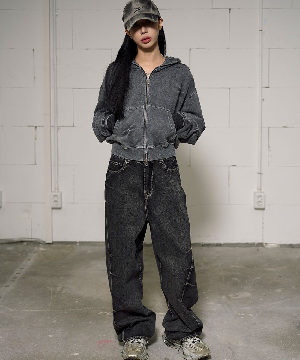 MUSINSA | MAISON MINED PINCH WIND DENIM PANTS BLACK