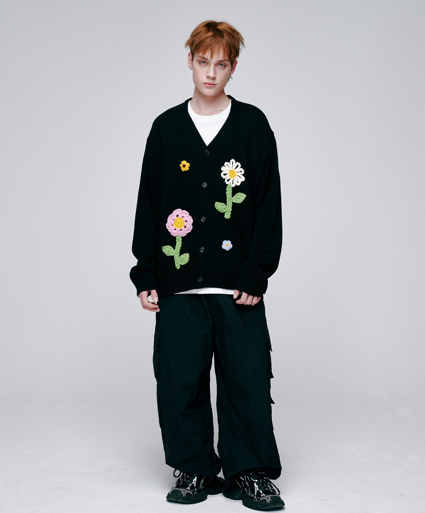 MUSINSA | MISTER CHILD Crochet Garden Cardigan Black