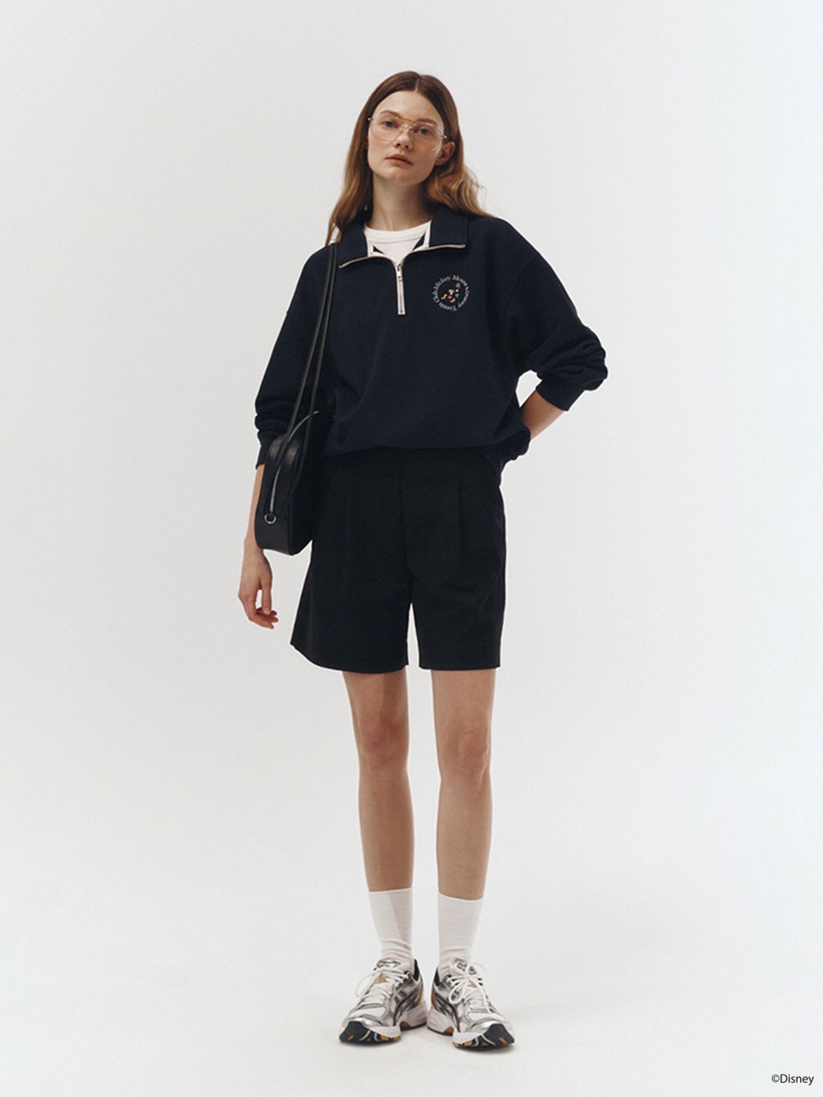던스트(DUNST) UNISEX_DISNEY MICKEY MOUSE_SPORTS HALF ZIP-UP SWEATSHIRT_FRENCH NAVY_UDTS3A159N1