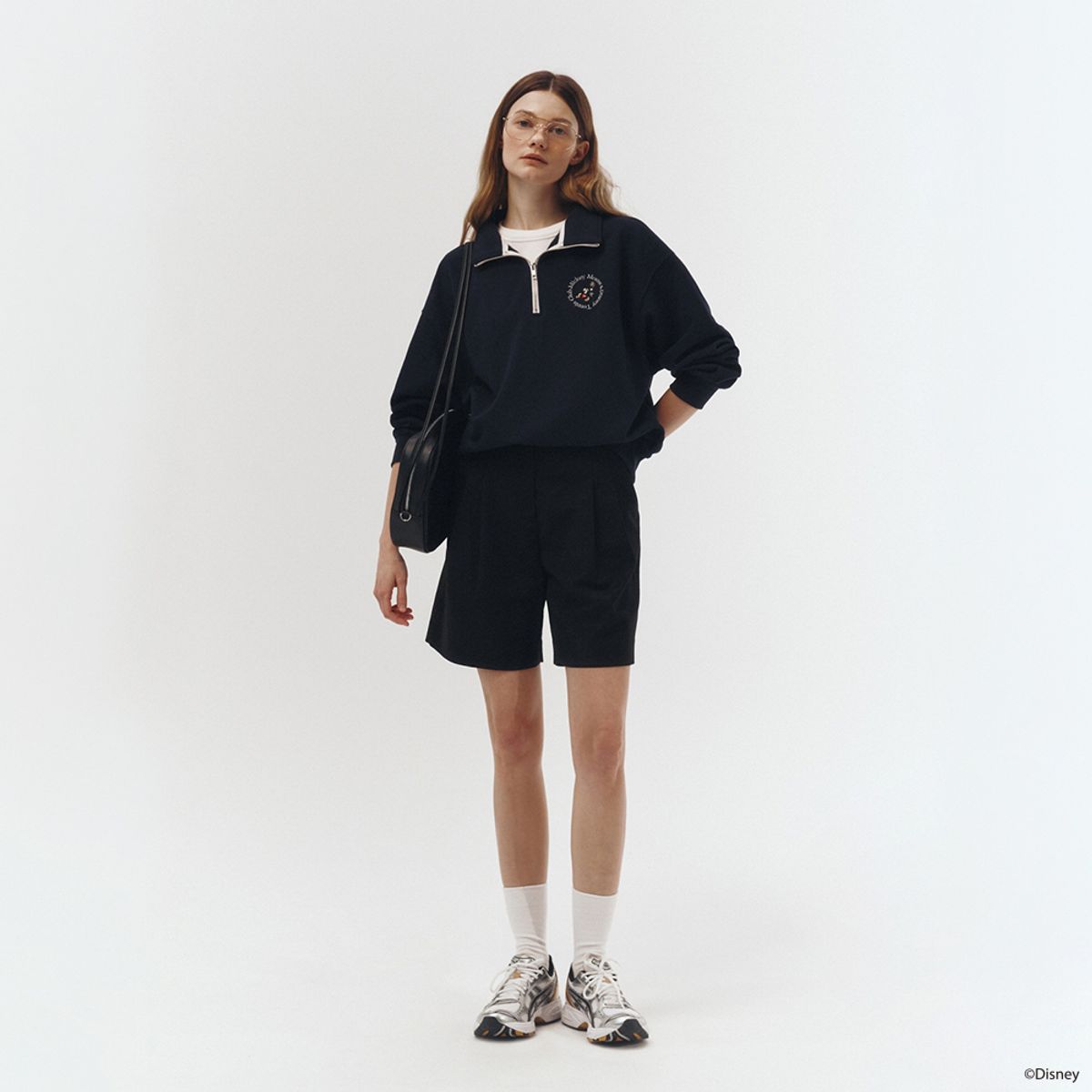 던스트(DUNST) UNISEX_DISNEY MICKEY MOUSE_SPORTS HALF ZIP-UP SWEATSHIRT_FRENCH NAVY_UDTS3A159N1